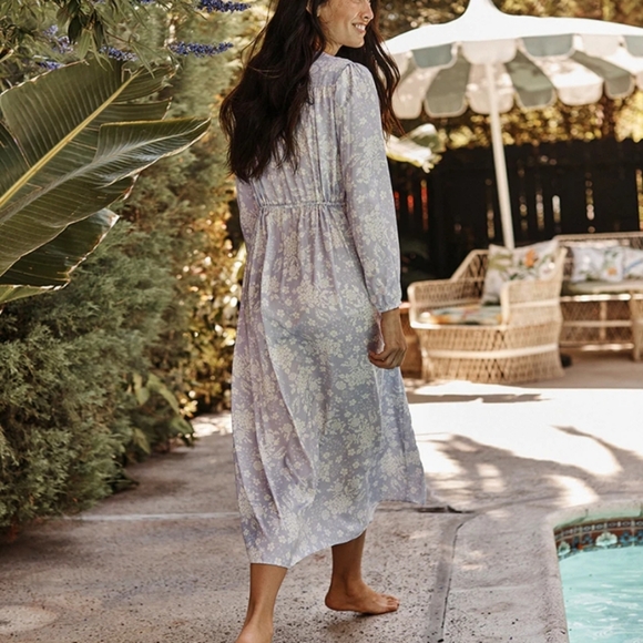 Summersalt Cinched Waist Caftan Dress Vintage Floral Lavender XL - Picture 16 of 16